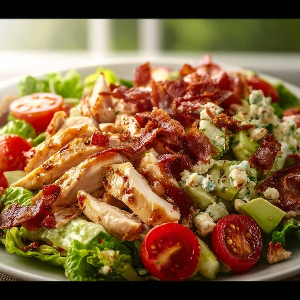 Savory BLT chicken salad with bacon, lettuce, and tomatoes
