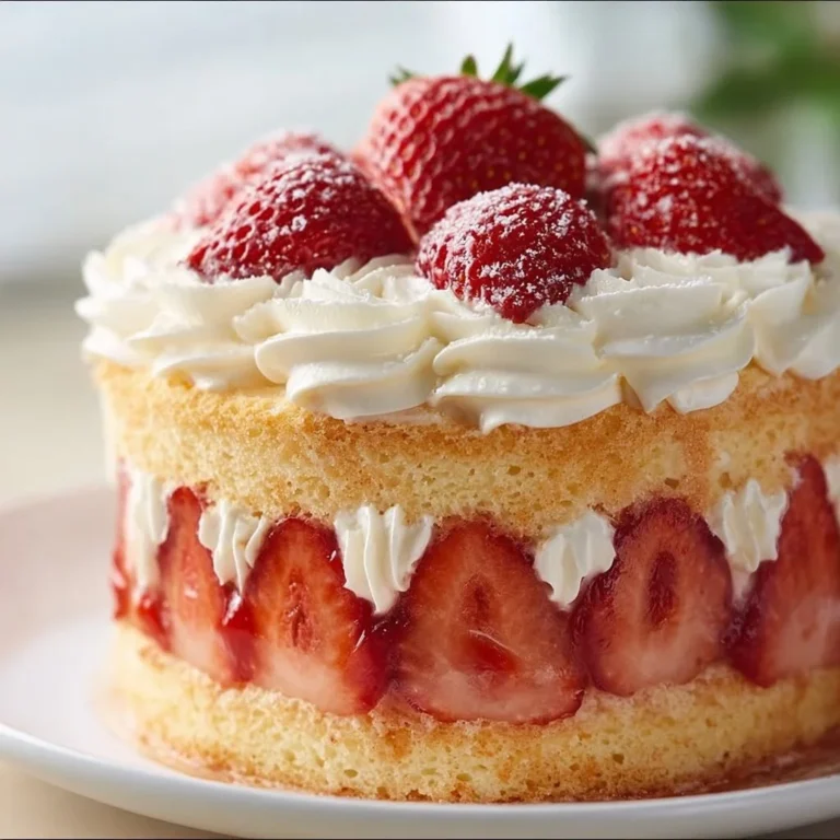 Delicious homemade Strawberry Shortcake Cake ready to be served