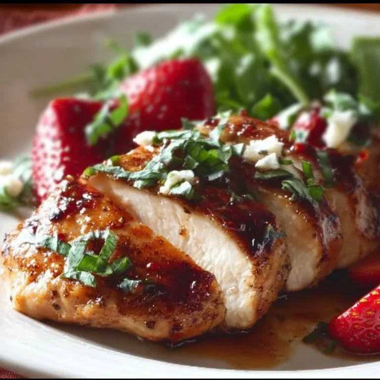 Delicious strawberry chicken dish showcasing the blend of sweet strawberries with tender chicken.
