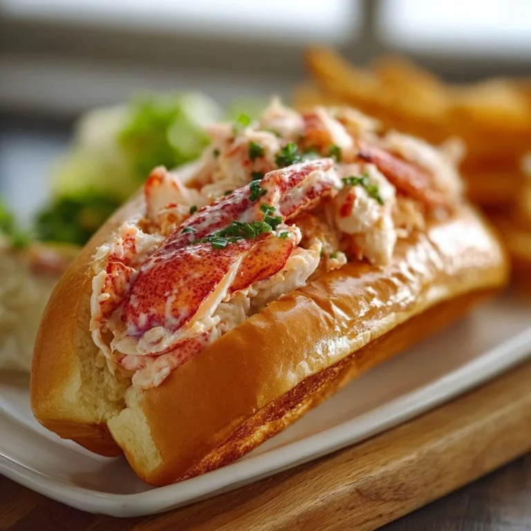 Delicious lobster roll served with fresh ingredients and a side of fries.