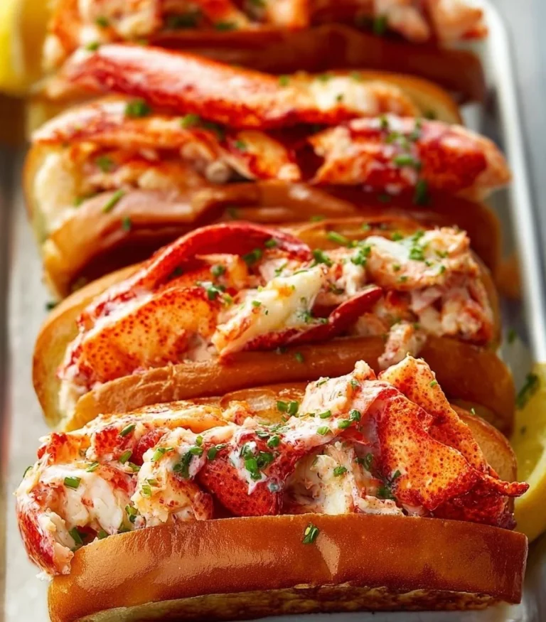 Delicious ultimate lobster roll made with fresh lobster meat and garnished