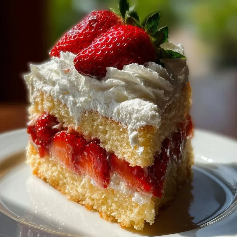 Delicious strawberry shortcake decorated with fresh strawberries and whipped cream
