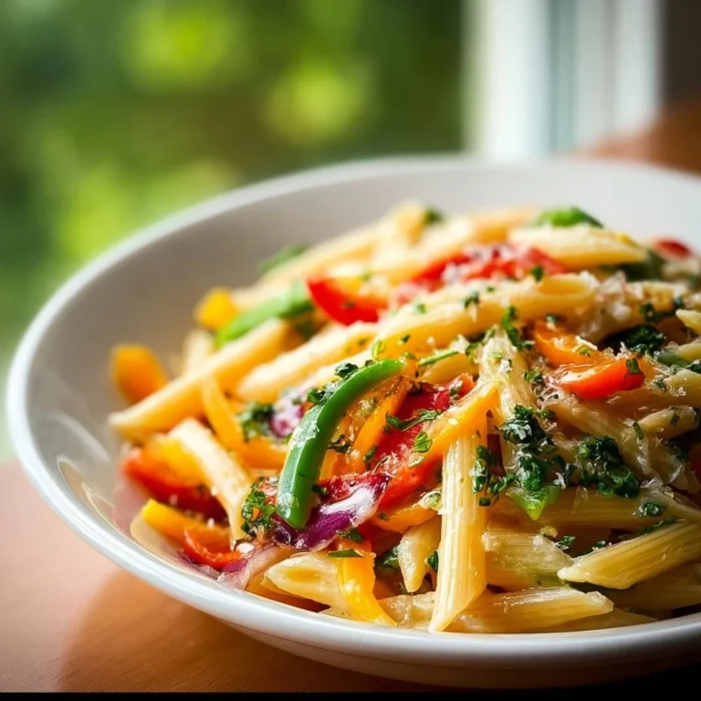 Vegetarian Pasta Primavera with colorful vegetables and herbs