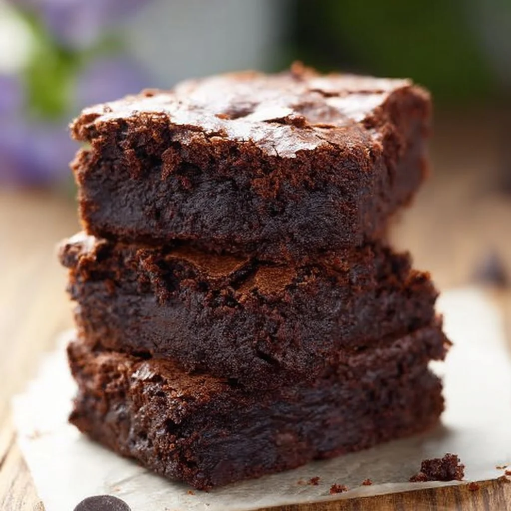 Leckere, saftige Brownies auf einem Teller serviert.