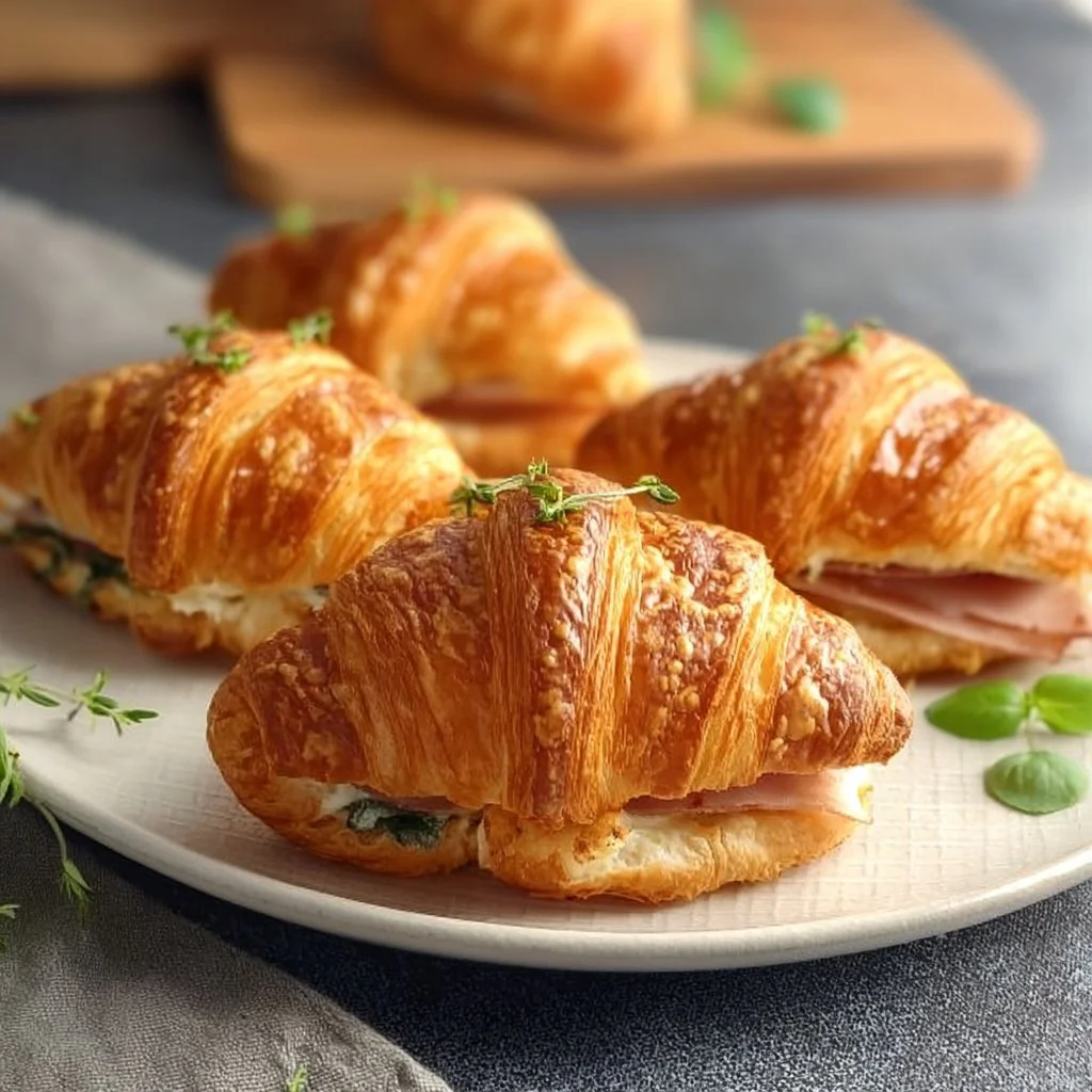 Gefüllte Croissants (Herzhafter Blätterteig-Rezept)
