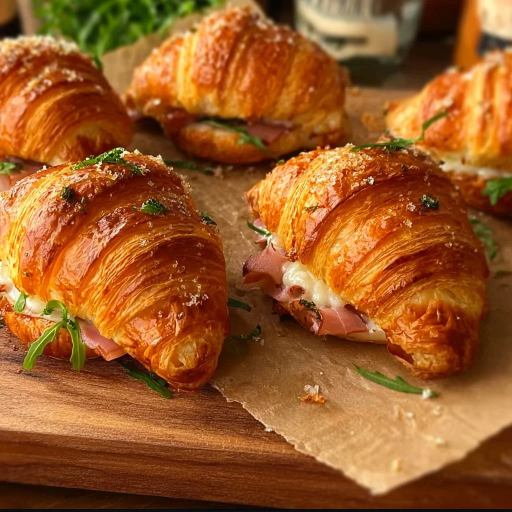 Gefüllte Croissants (Herzhafter Blätterteig-Rezept)