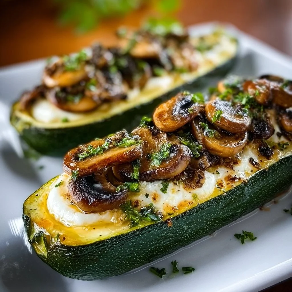 Gefüllte Zucchini mit Champignons