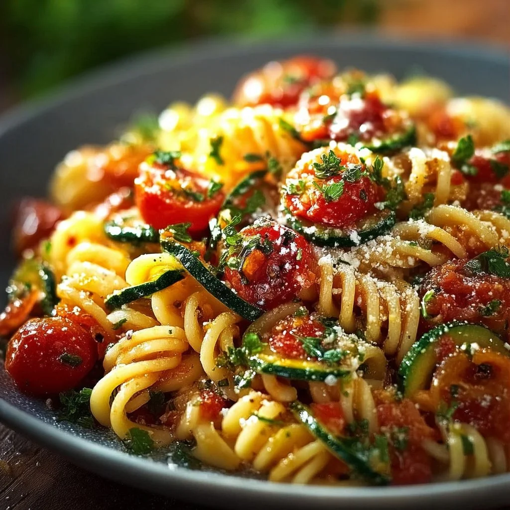 Gesunde Tomaten-Zucchini-Pasta