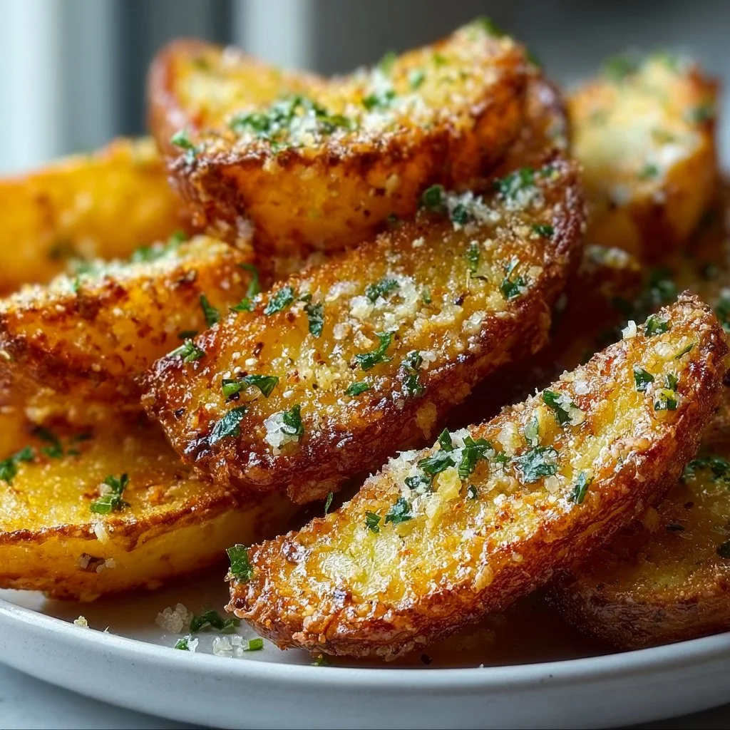 Knusprige Kartoffelspalten mit Knoblauch und Parmesan