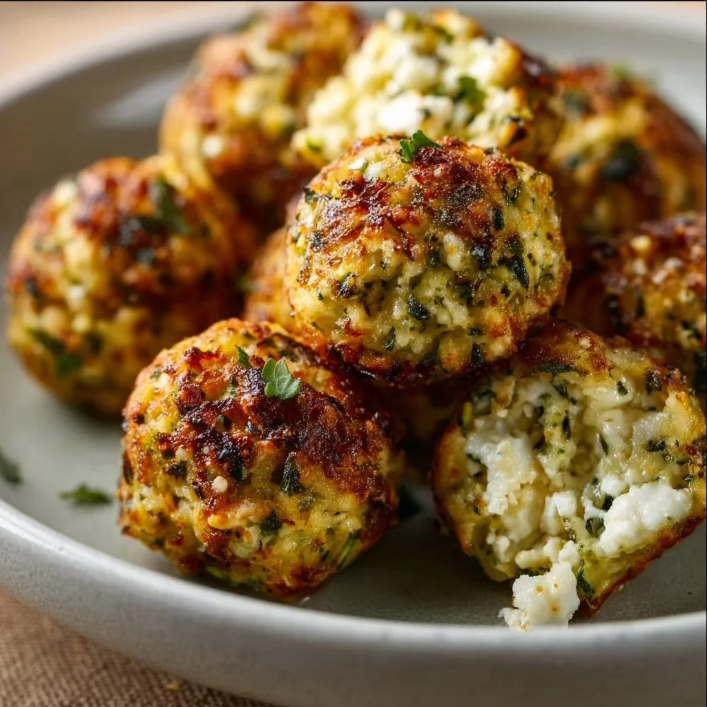Knusprige Zucchini-Feta-Bällchen aus dem Ofen