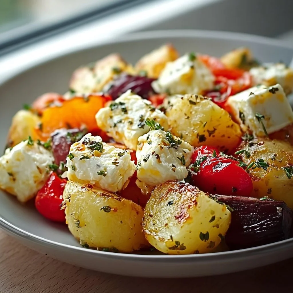 Köstliches Feta Kartoffeln Ofengemüse frisch aus dem Ofen