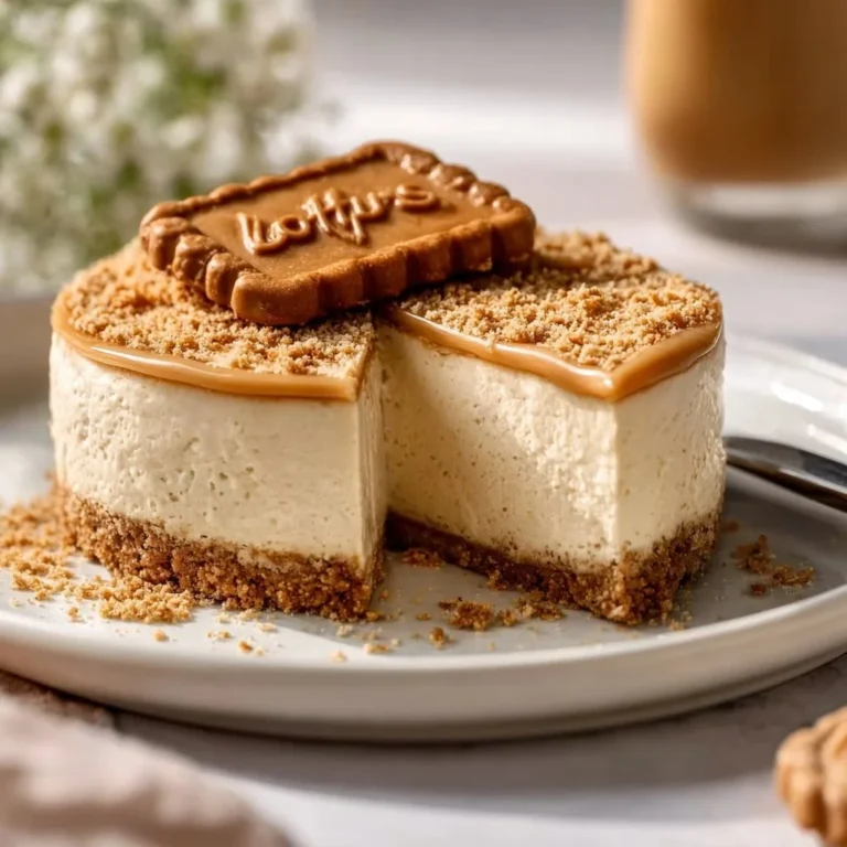 Rezept für Lotus Cheesecake ohne Backen mit Keksboden und cremiger Füllung