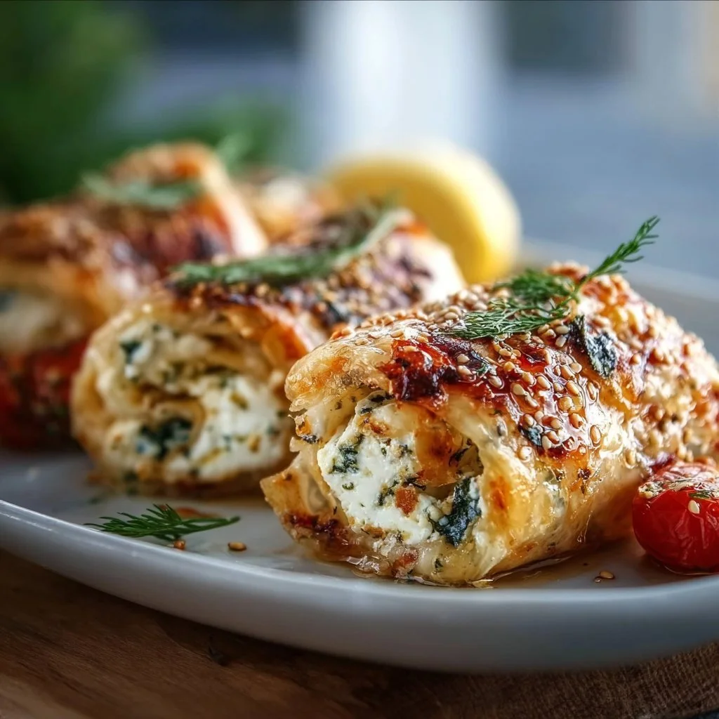 Ofen-gebackene Feta-R&ouml;llchen