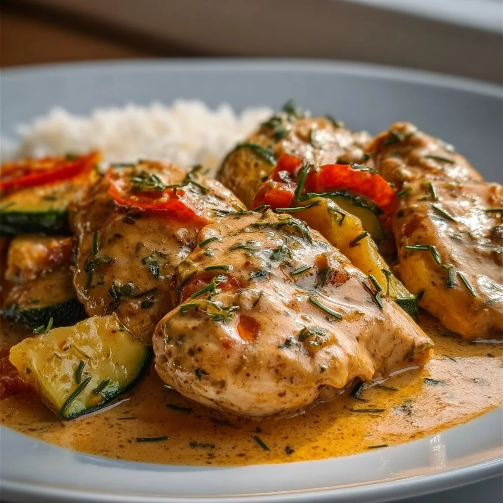 Paprika Zucchini Sahne Hähnchen