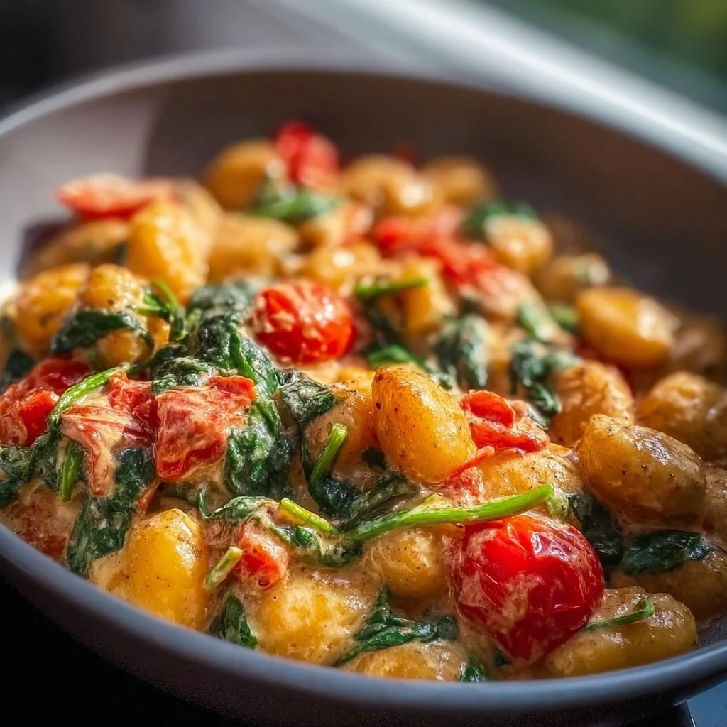 Schnelle Gnocchi-Pfanne mit Tomate & Spinat
