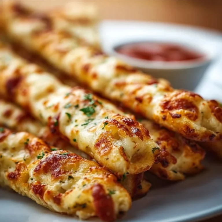 Ein Teller mit schnellen Pizzastangen, frisch gebacken und appetitlich angerichtet.
