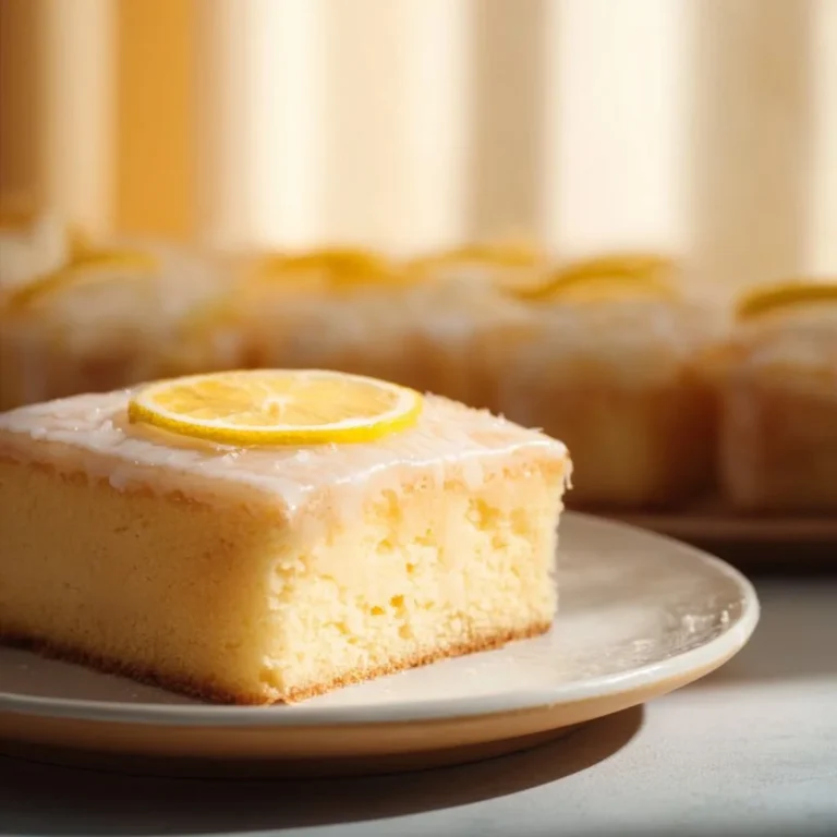 Zitronen-Butterkeks-Kuchen auf einem eleganten Teller serviert