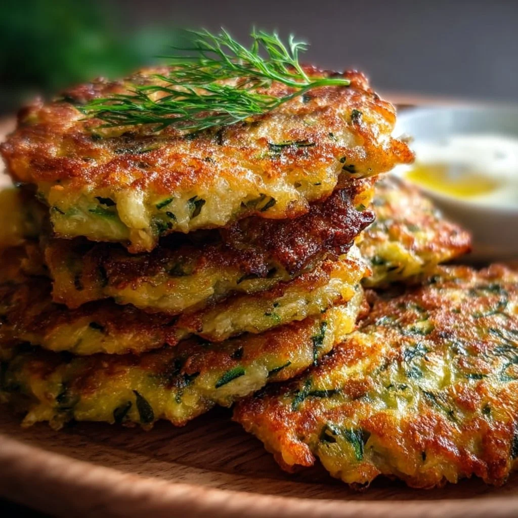 Zucchini-Puffer mit hohem Eiweiß- und niedrigem Kohlenhydratanteil, zubereitet in der Heißluftfritteuse