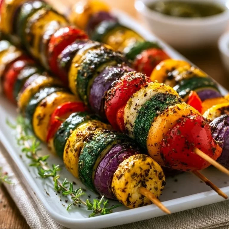 Bunter Grill-Gemüse-Spieß mit mediterraner Kräuter-Marinade auf dem Grill