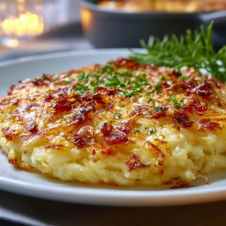 Cremiger Hüttenkäse Kartoffelrösti Auflauf mit frischen Kräutern und goldener Kruste