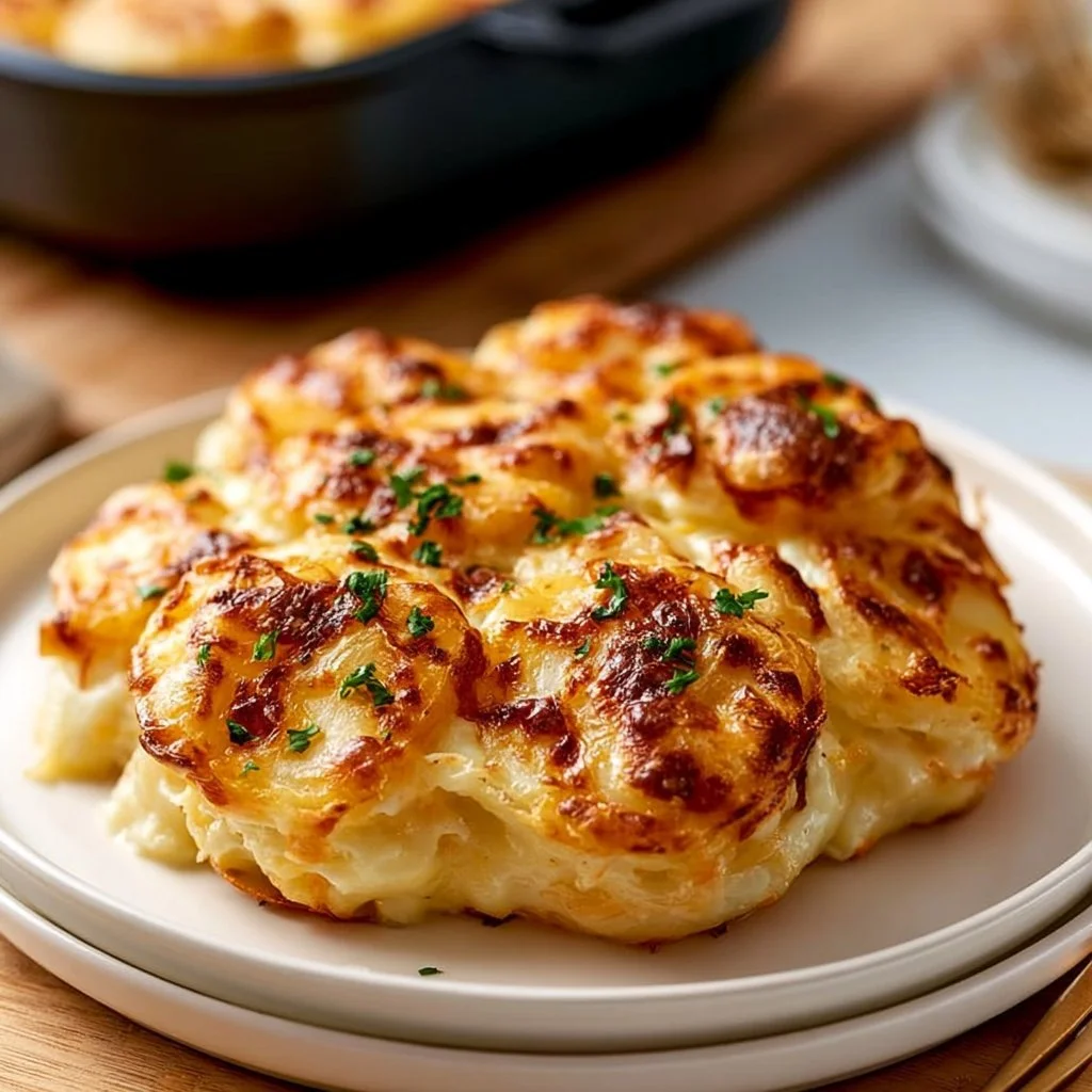 Cremiges Kartoffelgratin aus dem Airfryer mit goldbrauner Kruste