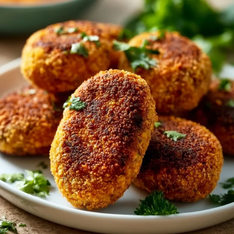 Knusprige Linsenkroketten, zubereitet in der Heißluftfritteuse.