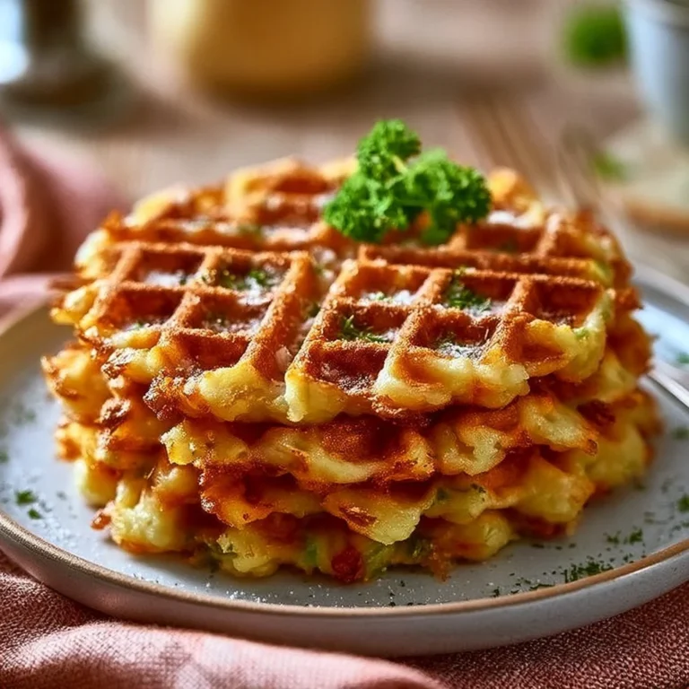 Leckere Kartoffel-Gemüse-Waffeln auf einem Teller serviert