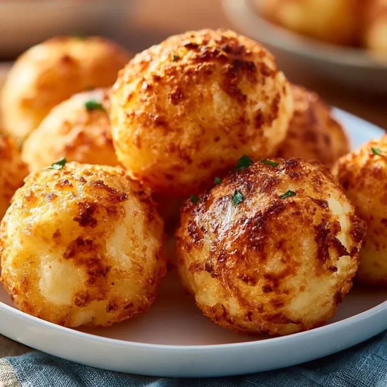 Einfache Air Fryer Käse-Kartoffelbällchen frisch zubereitet in einer luftfrittierenden Pfanne