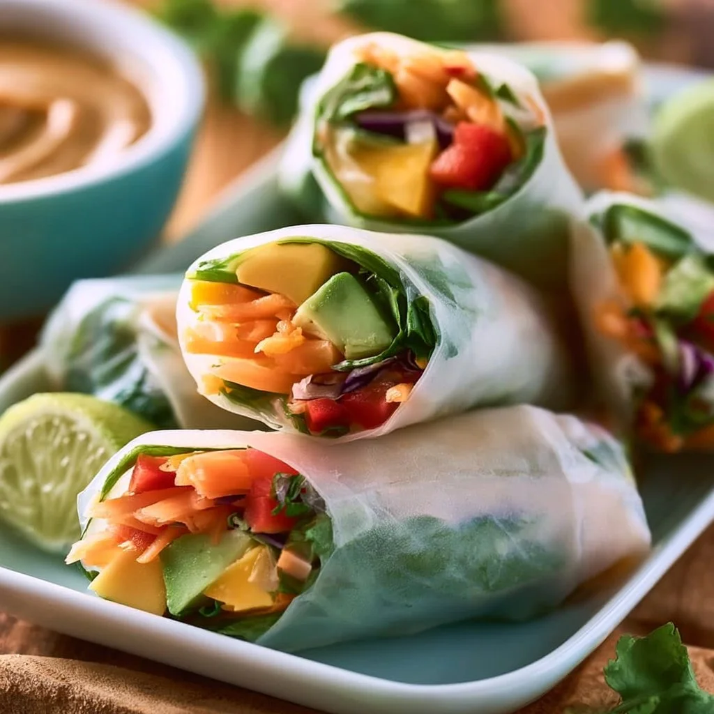 Frische Sommerrollen mit Erdnusssauce
