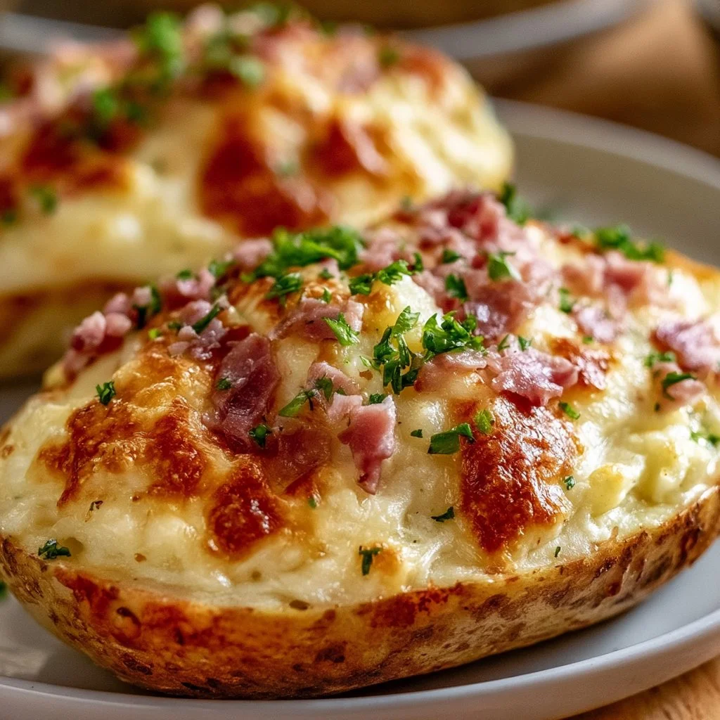 Gef&uuml;llte Kartoffeln nach Flammkuchen-Art