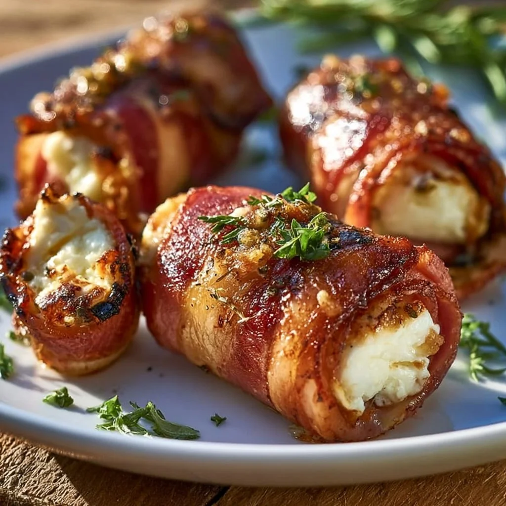 Gegrillte Feta-Schinkenröllchen