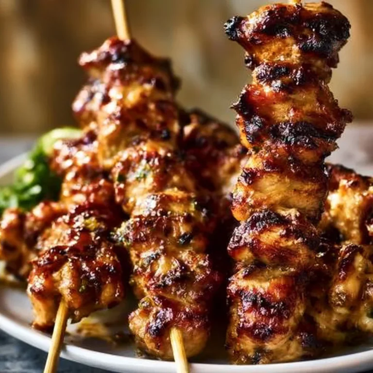 Gegrillte thailändische Kokosnuss-Hühnchenspieße auf einem Grill