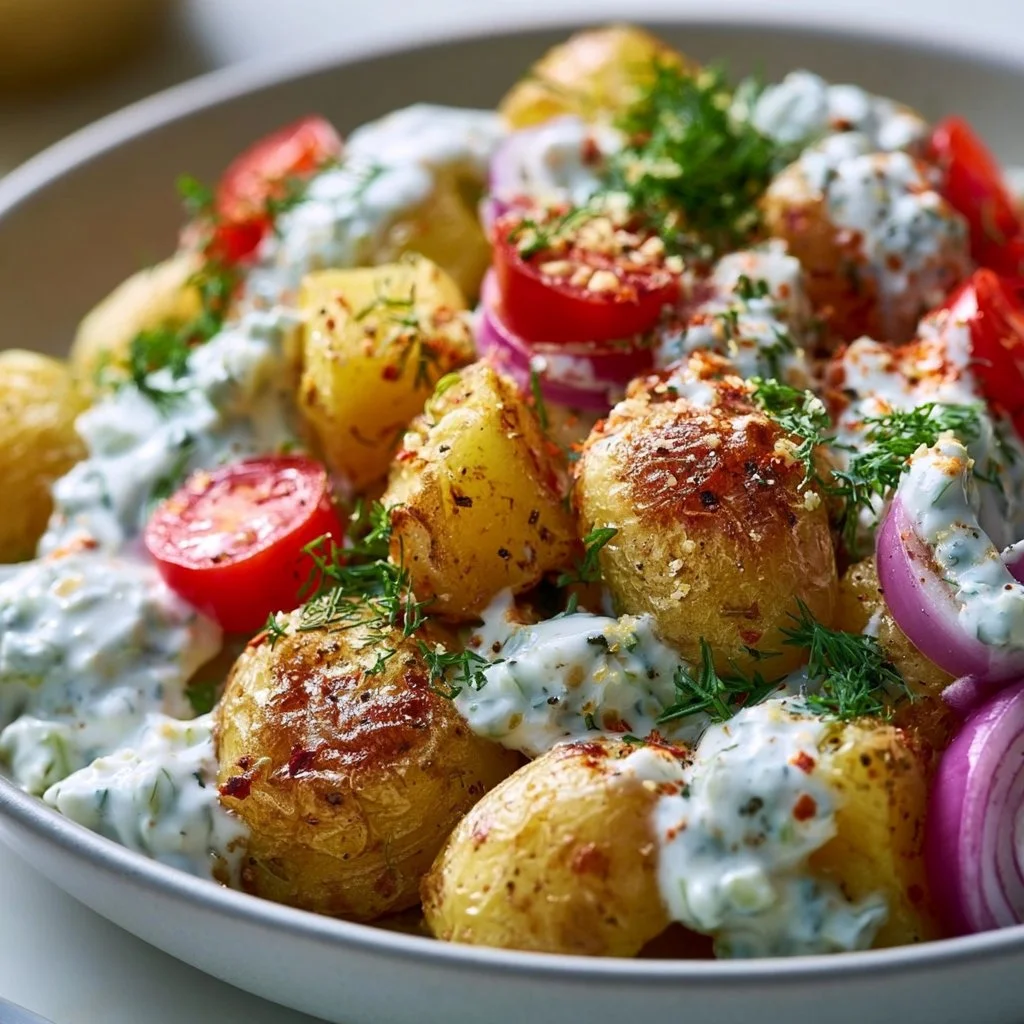 Griechische Kartoffel Bowl mit frischem Tzatziki