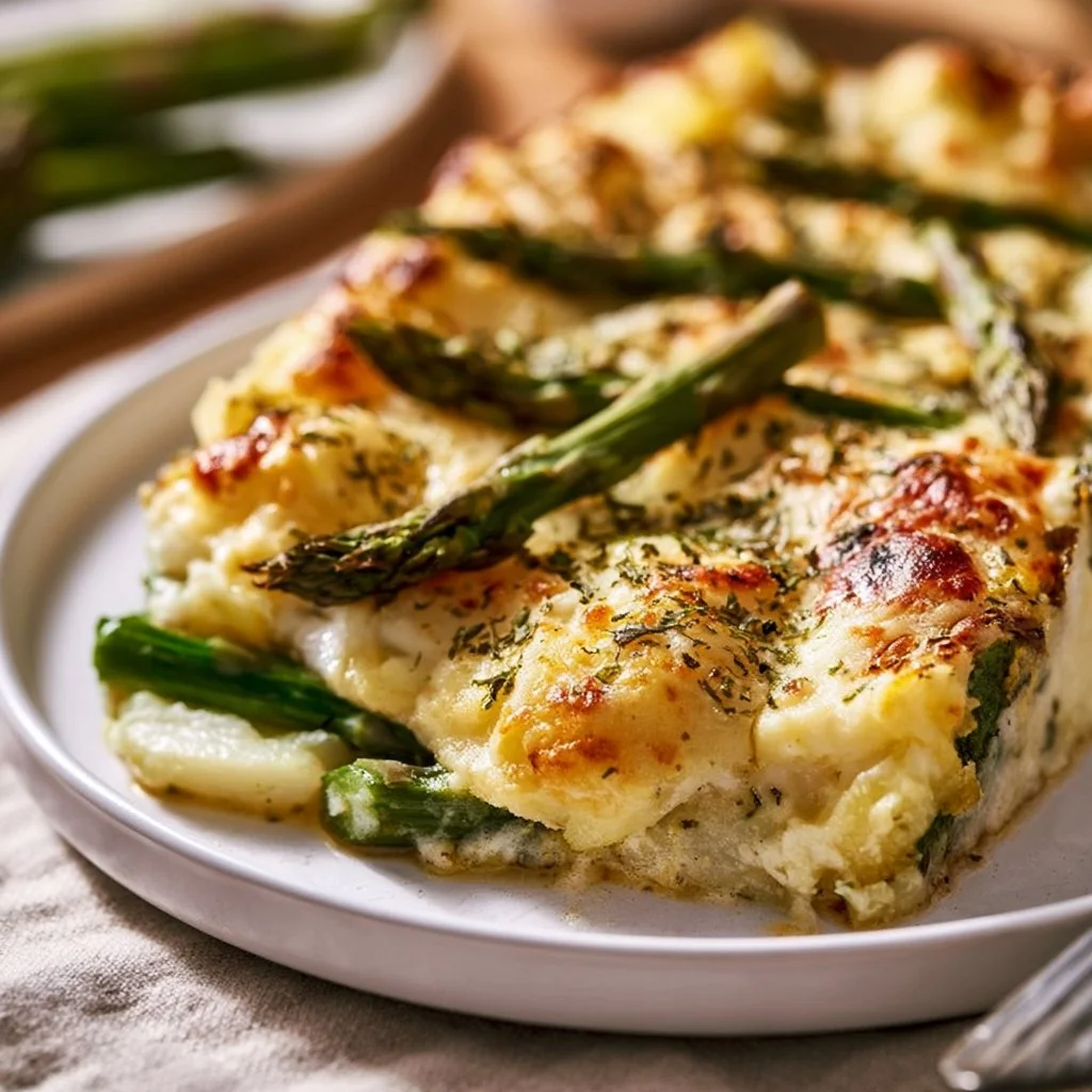 Gr&uuml;ner Spargel-Kartoffel-Auflauf