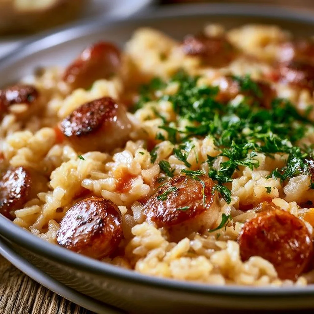 Herzhafte Wurst-Reis-Pfanne