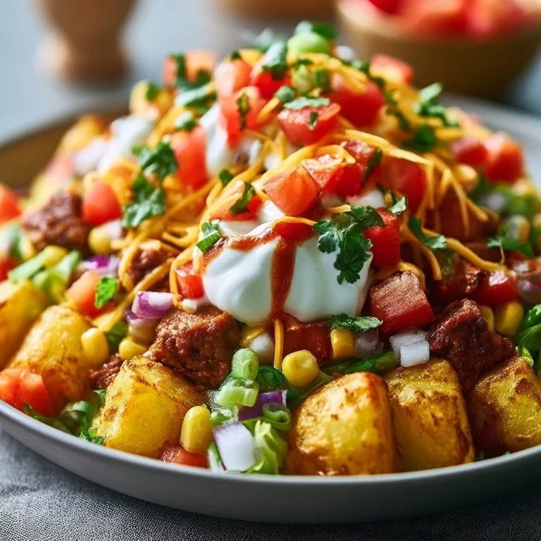 Kartoffel Taco Schüssel mit frischen Zutaten und köstlicher Füllung.