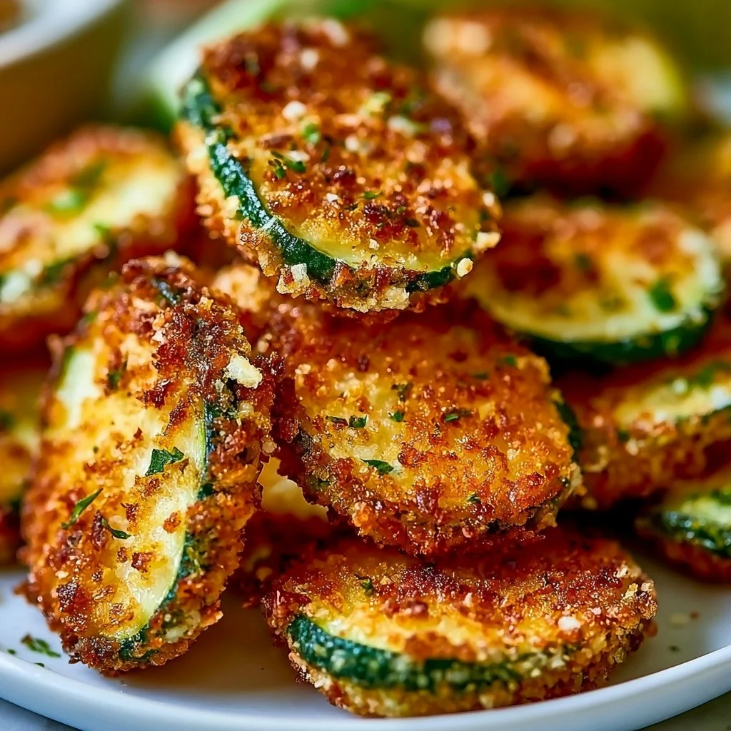 Knusprige Zucchini-Bites auf einem Teller serviert