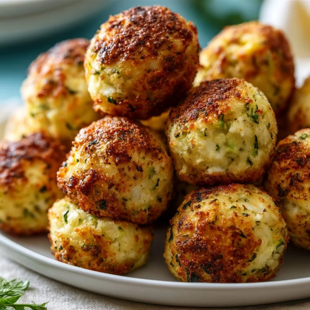 Knusprige Zucchini-Feta-Bällchen aus dem Ofen