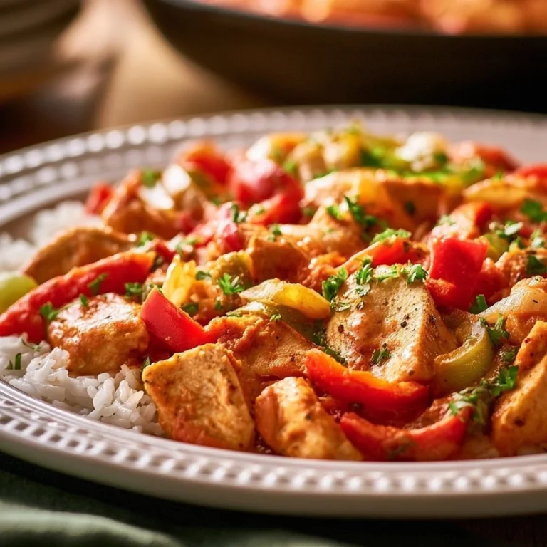 Paprika-Hähnchen-Pfanne mit buntem Gemüse in einer Pfanne zubereitet