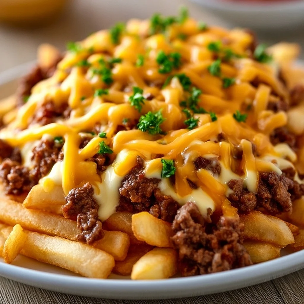 Pommes Frites mit Hackfleisch und Cheddar: Ein Unglaubliches Ultimatives Rezept für 4 Personen