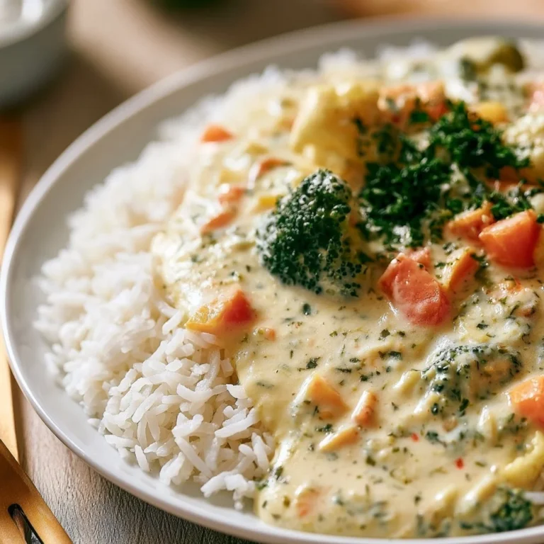 Cremiger Gemüserisotto mit Frischkäse-Sauce auf einem Teller