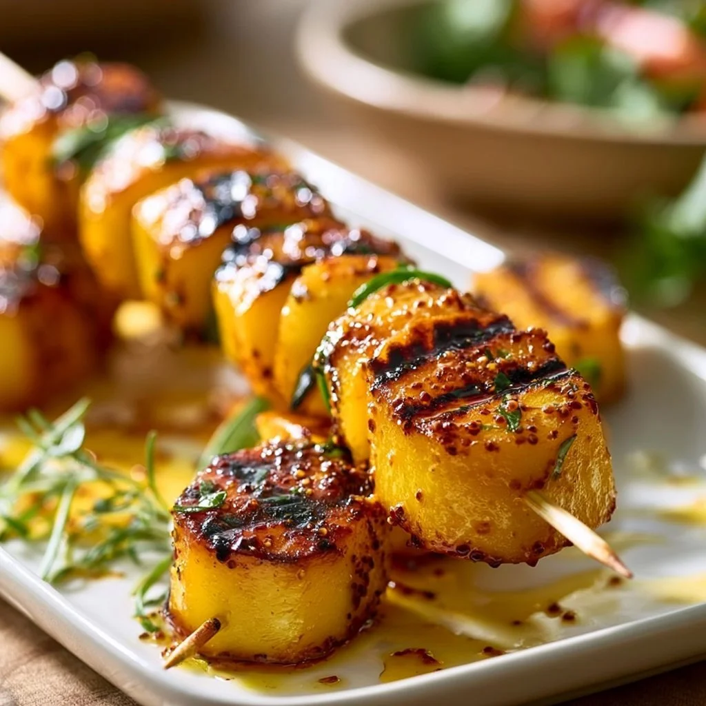 Saftige Gegrillte Honig-Senf Kartoffelspieße