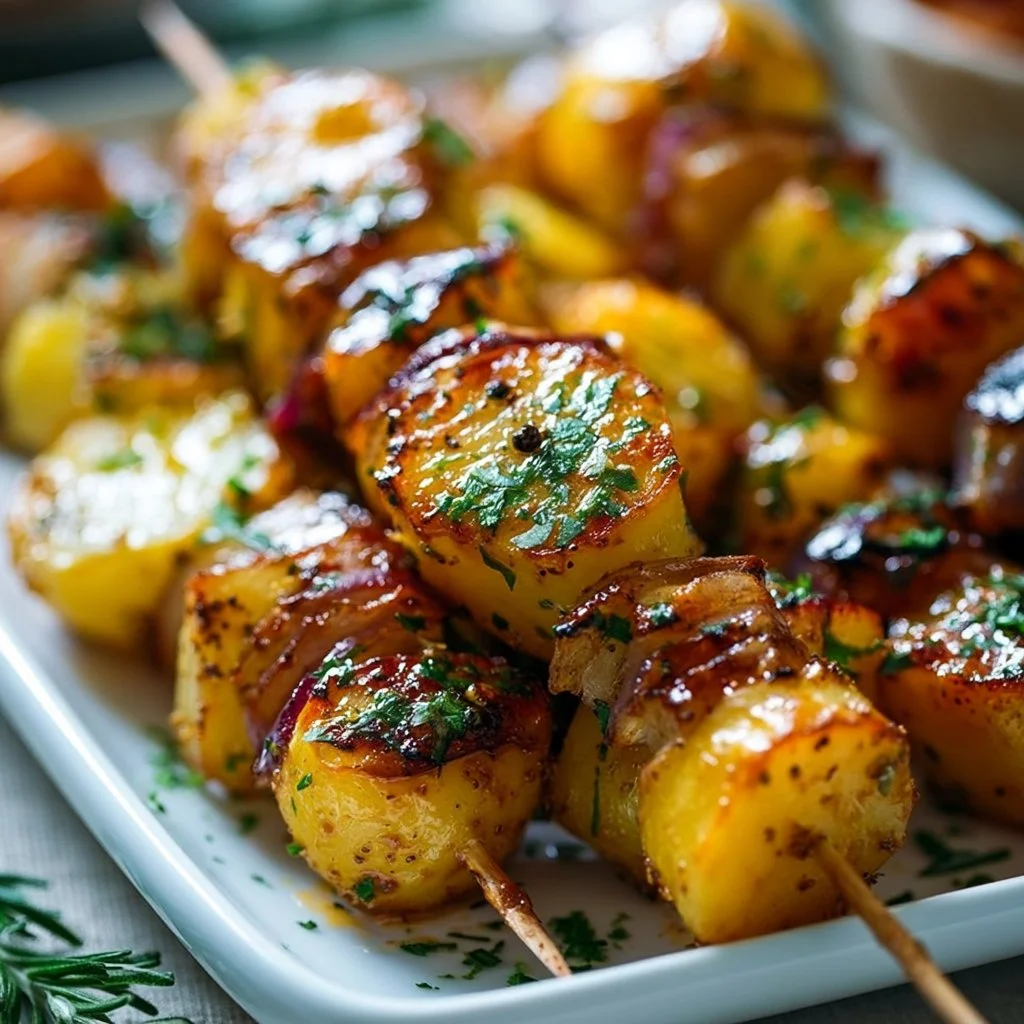Saftige Gegrillte Honig-Senf Kartoffelspieße