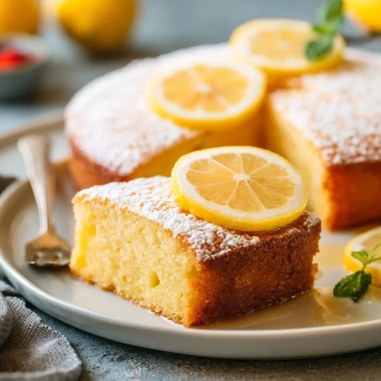 Saftiger Zitronenkuchen vom Blech in einer schönen Präsentation