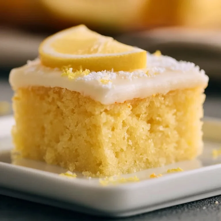 Saftiger Zitronenkuchen vom Blech auf einer Servierplatte