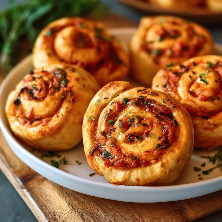 Vegane Pizzaschnecken auf einem Teller, frisch gebacken und serviert.