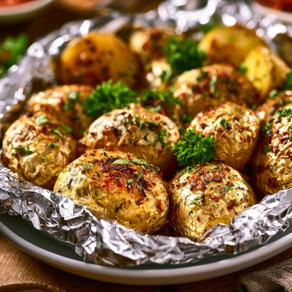 W&uuml;rzige Grillkartoffeln in Alufolie