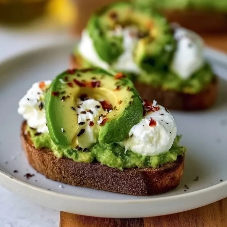 Avocado-Burrata-Bruschetta auf einem Holzbrett dekoriert