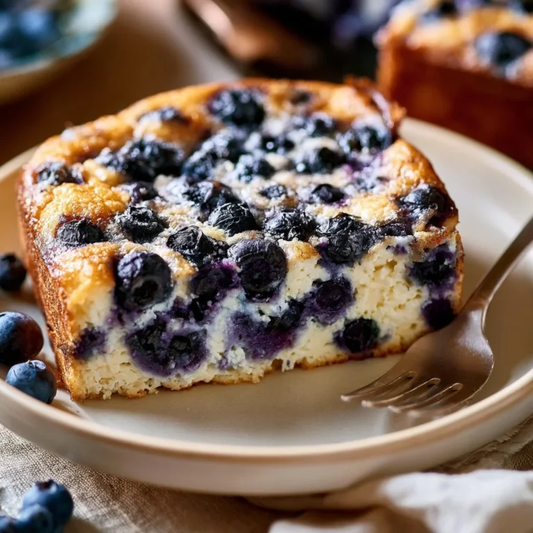 Blaubeer-Hüttenkäse Frühstücksbake mit frischen Blaubeeren