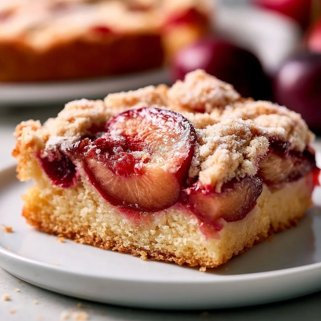 Deutscher Pflaumenkuchen mit saftigen Pflaumen und knusprigem Teig